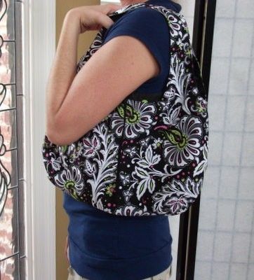 Black,and,White,Floral,Reversible,Purse,Black and white floral reversible purse, small under arm purse
