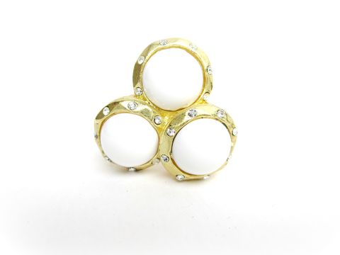 White,and,Matte,Gold,Rhinestone,Stretch,Ring,beaded stretch ring,cluster ring,stretch ring,matte gold,one size fits most, trendy ring,stretchy ring,white ring