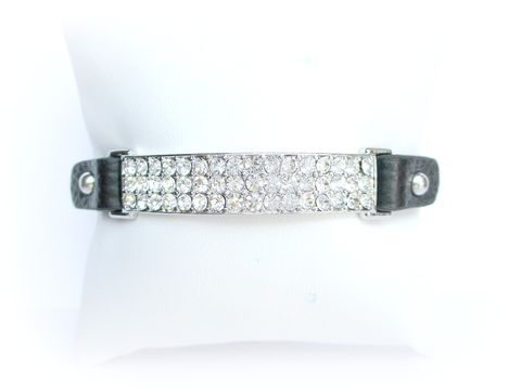 Black,Leather,Rhinestone,Bar,Bracelet,black leather bracelet,rhinestone bar bracelet,rhinestone leather bracelet,leather strap bracelet,black leather,rhinestone connector