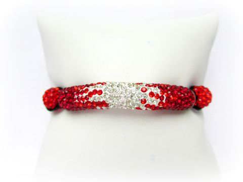 Red,and,White,Pave,Crystal,Bracelet,beaded bracelet,pave bracelet,Rhinestone bracelet,shamballa inspired,pave bar,red and white,red