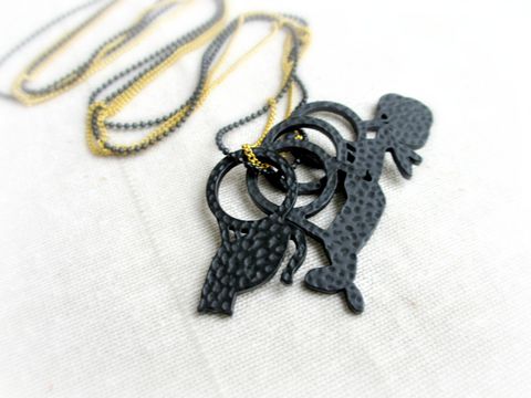 Matte,Black,Charm,Necklace