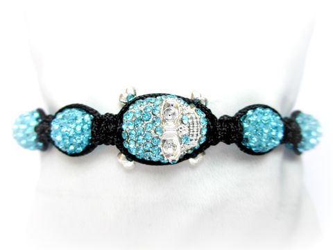 Aquamarine,Rhinestone,Skull,Bracelet,macrame bracelet,beaded bracelet,Rhinestone Skull Bracelet,Skull Bracelet,Aquamarine Bracelet,Pave Bracelet,Adjustable Bracelet