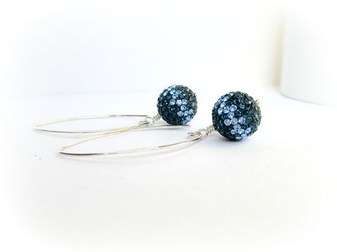 Navy,Blue,and,Lavender,Crystal,Pave,Earrings,,Sterling,Silver,pave crystal earrings, pave earrings, navy blue earrings, Preciosa Crystal Earrings, Sterling Silver Earrings