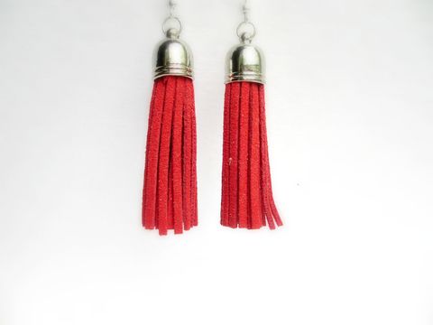 Red,Tassel,Earrings,,Fringe,Earrings,red tassel earrings,red fringe earrings,fringe earrings,red earrings,suede earrings