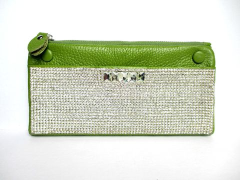 Bright,Green,Leather,and,Rhinestone,Wallet,green leather wallet,leather wallet,rhinestone wallet,rhinestone clutch,leather clutch,bright green, lime