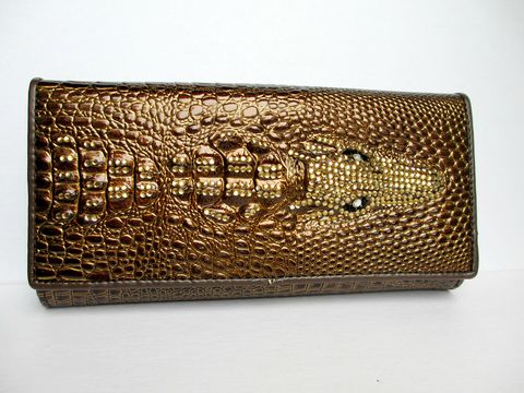 Bronze,Crocodile,Leather,and,Rhinestone,Wallet,crocodile wallet,crocodile clutch,patent leather wallet,genuine leather wallet,clutch,wallet,Rhinestone wallet
