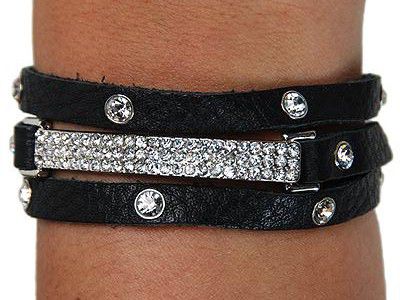 Black,Leather,Rhinestone,Wrap,Bracelet,rhinestone leather bracelet,leather wrap bracelet,wrap bracelet,rhinestone bar bracelet,rhinestone bracelet, black leather,leather bracelet