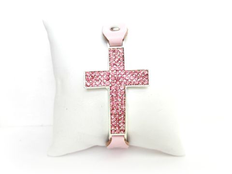Breast,Cancer,Awareness,Pink,Leather,Cross,Bracelet,breast cancer awareness jewelry,cancer awareness bracelet,cross bracelet,pink bracelet,pink jewelry,pink leather bracelet