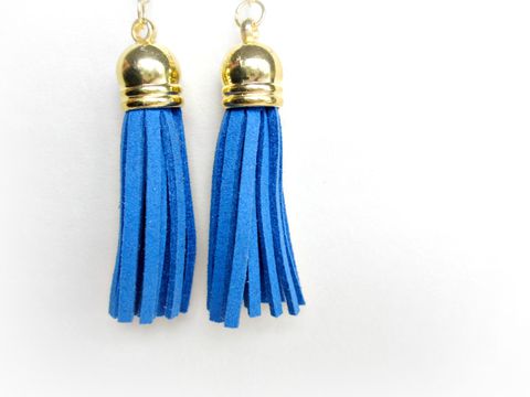 Denim,Blue,Tassel,Earrings,,Earring,denim blue tassel earrings,tassel earrings,microfiber earrings,tassels,denim blue,blue earrings