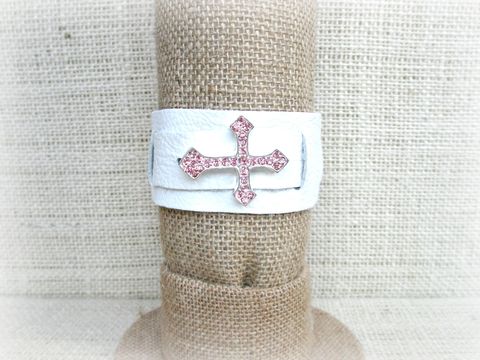 White,Leather,Cuff,Bracelet,,Rhinestone,Bracelet,white leather cuff bracelet,white leather bracelet,rhinestone cross bracelet