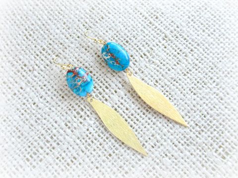 18k,Gold,Turquoise,Tribal,Earrings,tribal earrings,18k gold earrings,drop earrings,turquoise earrings, blue earrings, gold earrings