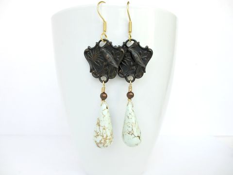 Dark,Bohemian,Stone,Drop,Earrings,drop earrings,stone earrings,bohemian earrings,boho earrings