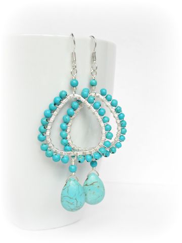 Turquoise,Chandelier,earrings,in,Silver,turquoise chandelier earrings,silver earrings,teardrop earrings,blue,turquoise