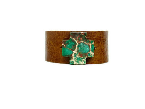 Brown,Leather,Stone,Cross,Cuff,stone cuff,cross bracelet,cuff bracelet,cuff,leather cuff,leather bracelet,brown