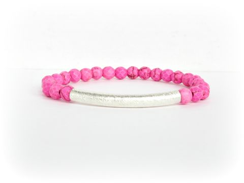 Pink,and,Silver,Beaded,Stretch,Bracelet,pink bracelet,stretch bracelet,hot pink,armparty,armcandy