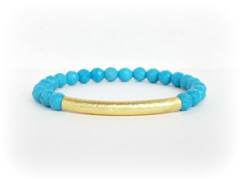 Blue,and,Gold,Beaded,Stretch,Bracelet,blue bracelet,beaded stretch bracelet,blue,turquoise bracelet