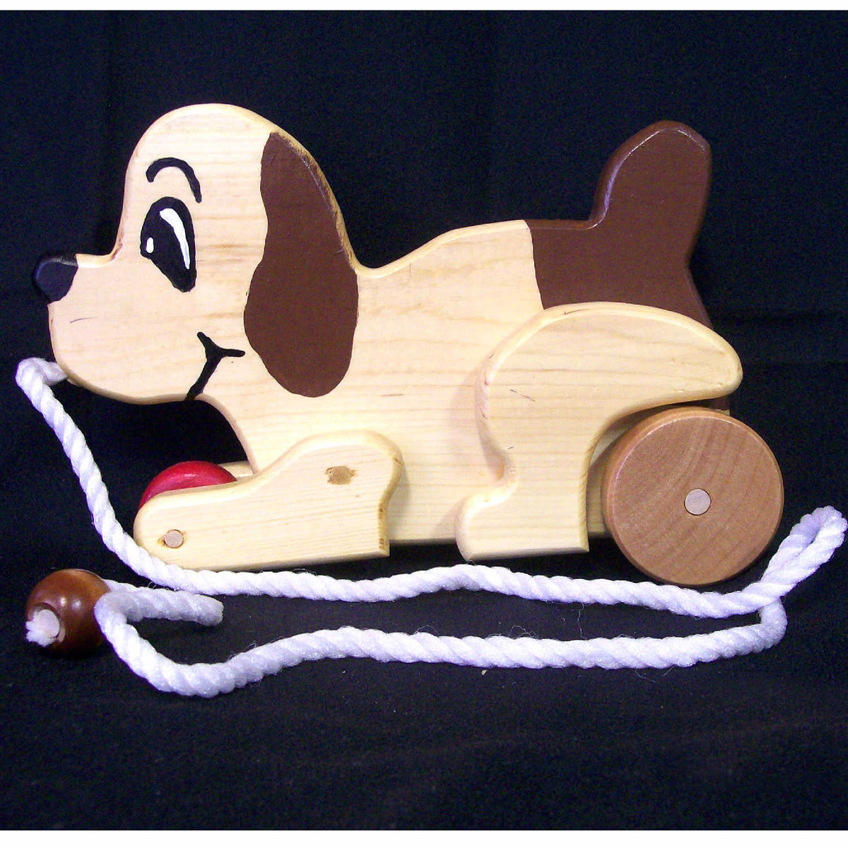 Wood puppy dog animated wooden pull toy SS Woodcraft