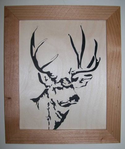 Mule,deer,in,wood,scroll,saw,portrait,art,wall_hanging,woodcut,animal,wildlife,buck,mule_deer,antlers,hunting,trophy,sswoodcraft,birch,cedar,felt