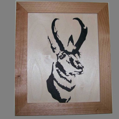 Pronghorn,antelope,in,wood,scroll,saw,portrait,woodworking,fretwork,home_decor,wall_hanging,picture,woodcut,wildlife,animal,pronghorn,trophy,sswoodcraft,birch,cedar,felt