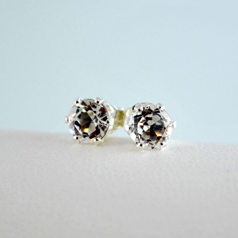 White Topaz Stud Earrings In Sterling Silver Livjewellery White Topaz Stud Earrings In Sterling Silver Product Images Of