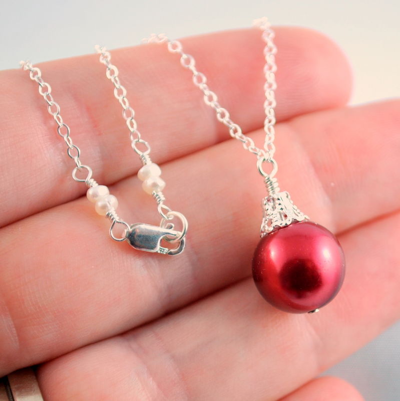 red christmas ornament necklace in sterling silver red christmas ornament necklace in sterling silver