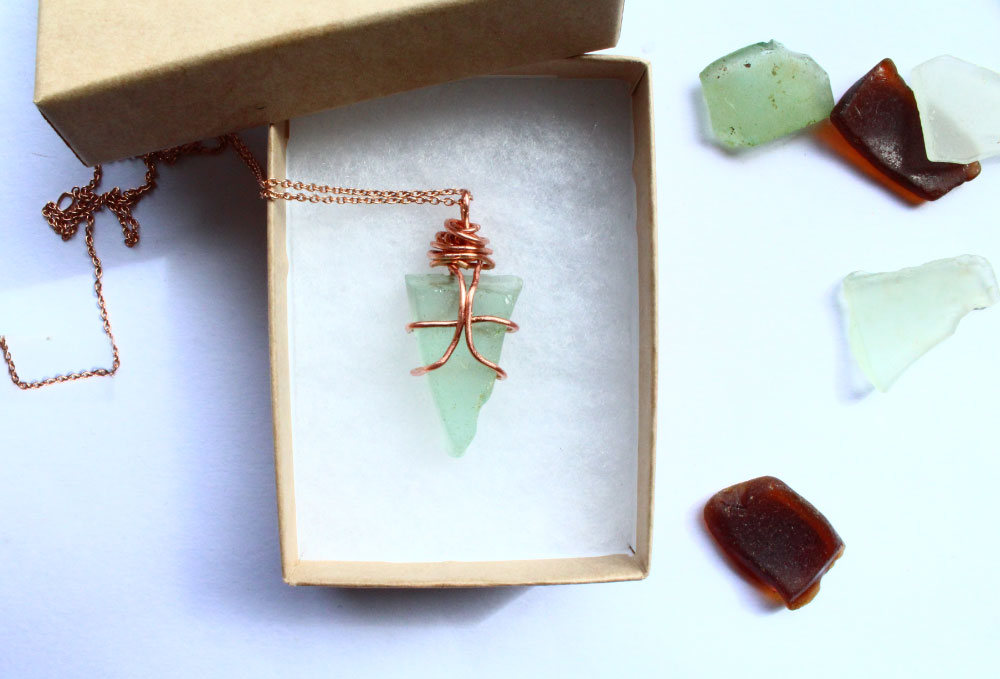 Copper and sea glass necklace
