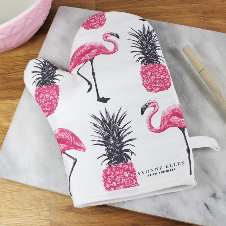 Flamingo and Pineapple Oven Glove