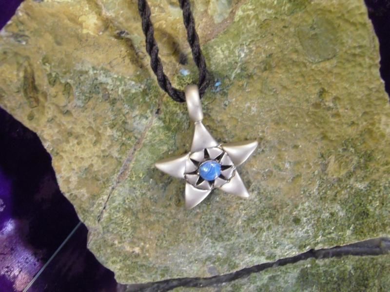 Beautiful Pewter Star necklace with polymer clay faux turquoise center - product image  