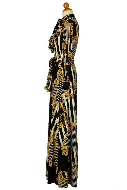 Versace print with front ruffle and tie maxi dress Red Apparel online