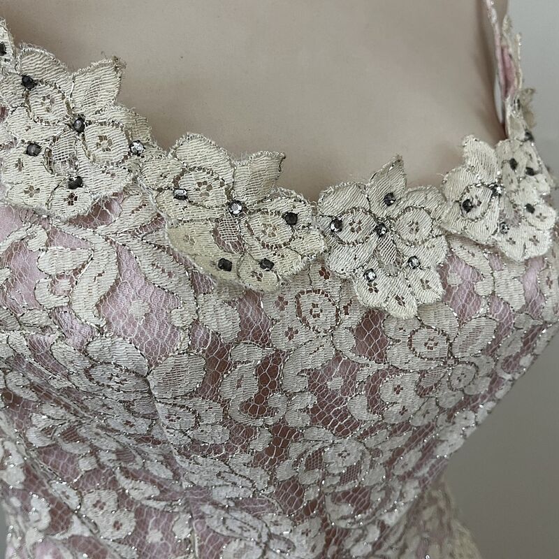 Vintage 50s Silver Lace Sparkle Party Dress    35b/26w - product image