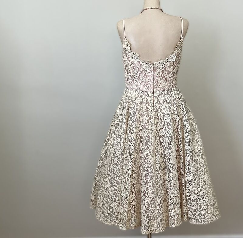 Vintage 50s Silver Lace Sparkle Party Dress    35b/26w - product image