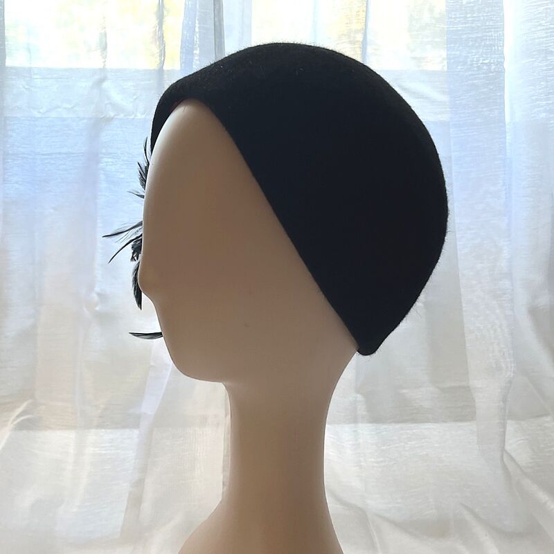 70s Vintage ADOLFO II Black Feathered Cloche Hat - product image