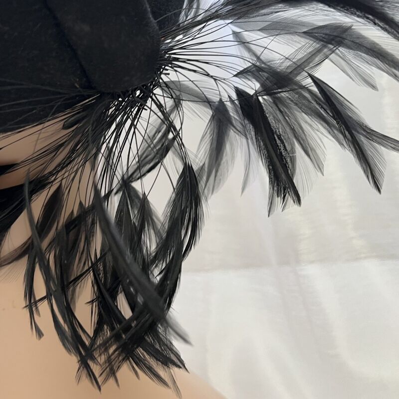 70s Vintage ADOLFO II Black Feathered Cloche Hat - product image