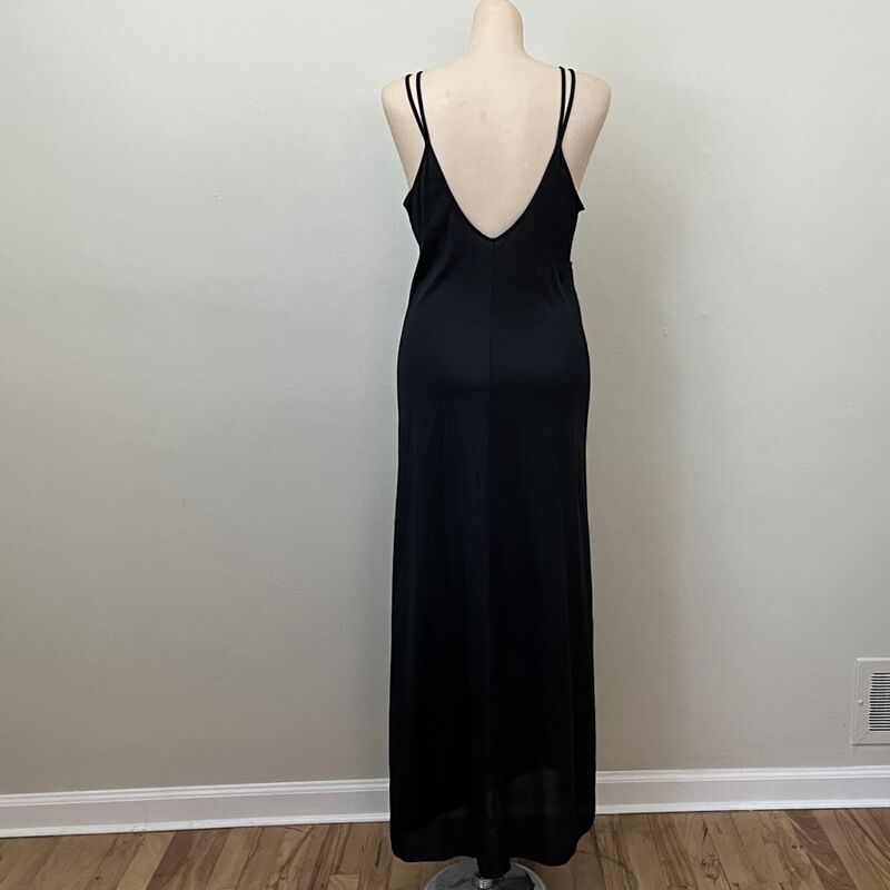 80s Vintage Black & Red Flower Applique Long Nightgown Medium - product image