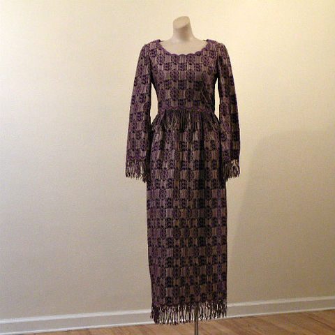 60s,Bohemian,Dior,Maxi,Dress,&,Jacket,Fringe,35b/26w,1960s, 60s, vintage, bohemian, tribal, Dior, maxi, long, dress, jacket, fringe, silk, weave, boho, Christian Dior, New York, hippie chic, hippie, chic