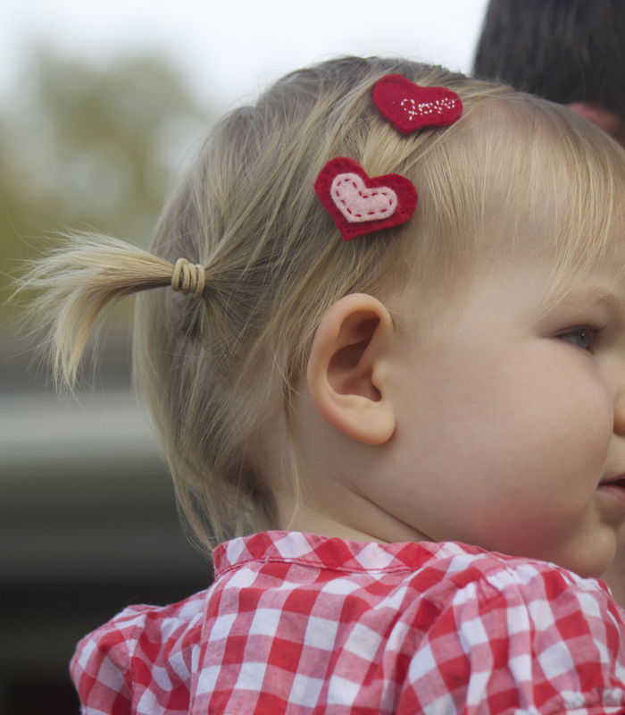 Valentine's Day Heart Felt Hair Clips Set of 3 lily & gus