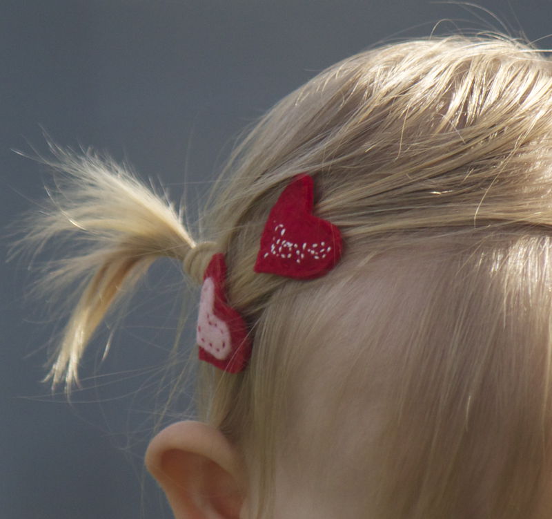 Valentine's Day Heart Felt Hair Clips Set of 3 lily & gus