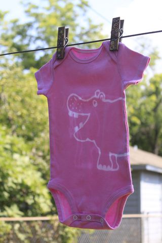 Hungry,hungry,the,hippo,-,Pink,hand,dyed,onesie,original,design,front,&,back,Children,Clothing,hand_dyed,dye_resist,baby_gifts,baby_shower,safari,animals,cotton,procion_mx_dye