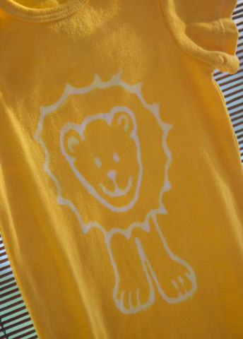 Jonathan,the,Lion,-,hand,dyed,onesie,original,design,front,and,back,Children,Clothing,hand_dyed,baby_shower,baby_christmas_gift,safari,lion,elephant,giraffe,yellow,fall_colors,children,stocking_stuffer,under_20,cotton,procion_mx_dye,dye_resist