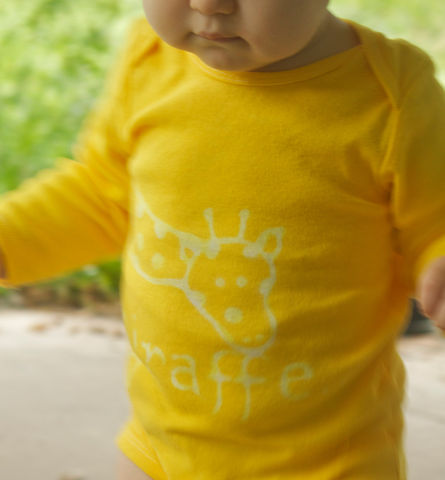 Tip,Top,the,giraffe,-,hand,dyed,original,design,front,and,back,Children,Clothing,onesie,hand_dyed,dye_resist,baby_gifts,baby_shower,baby_christmas_gift,safari,animals,lion,golden_yellow,bodysuit,under_20,cotton,procion_mx_dye