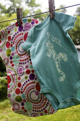 Rana/Frog,gift,set-,hand,dyed,onesie,and,contoured,burp,cloth,Children,Clothing,frog, baby,hand dyed,dye resist,baby gifts,baby shower,cotton,procion mx dye, tropical