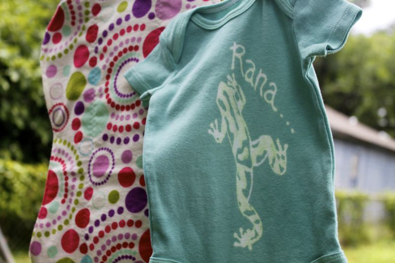 Rana/Frog gift set- hand dyed onesie and contoured burp cloth - product image