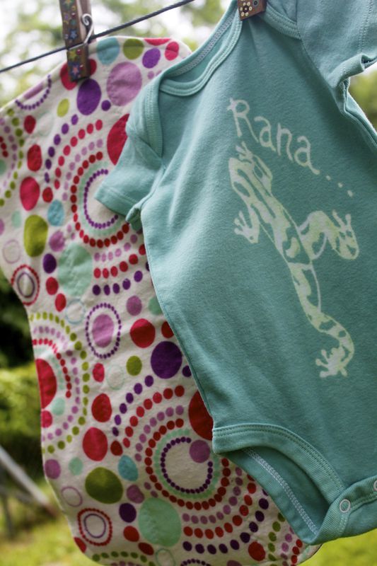 Rana/Frog gift set- hand dyed onesie and contoured burp cloth - product image