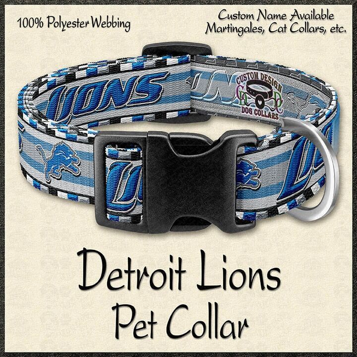 Pink or Blue Detroit Lions Dog Collar - product image