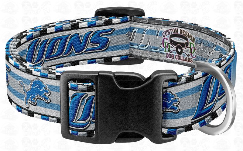 Pink or Blue Detroit Lions Dog Collar - product image