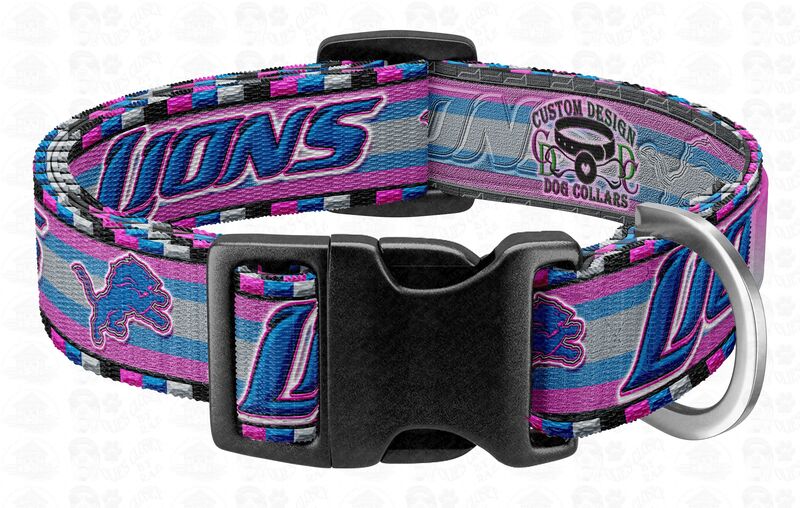 Pink or Blue Detroit Lions Dog Collar - product image