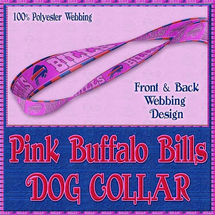 Buffalo Bills PINK Polyester Webbing Designer Novelty Dog Collar - product image