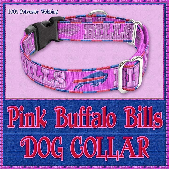 Buffalo Bills PINK Polyester Webbing Designer Novelty Dog Collar - product image