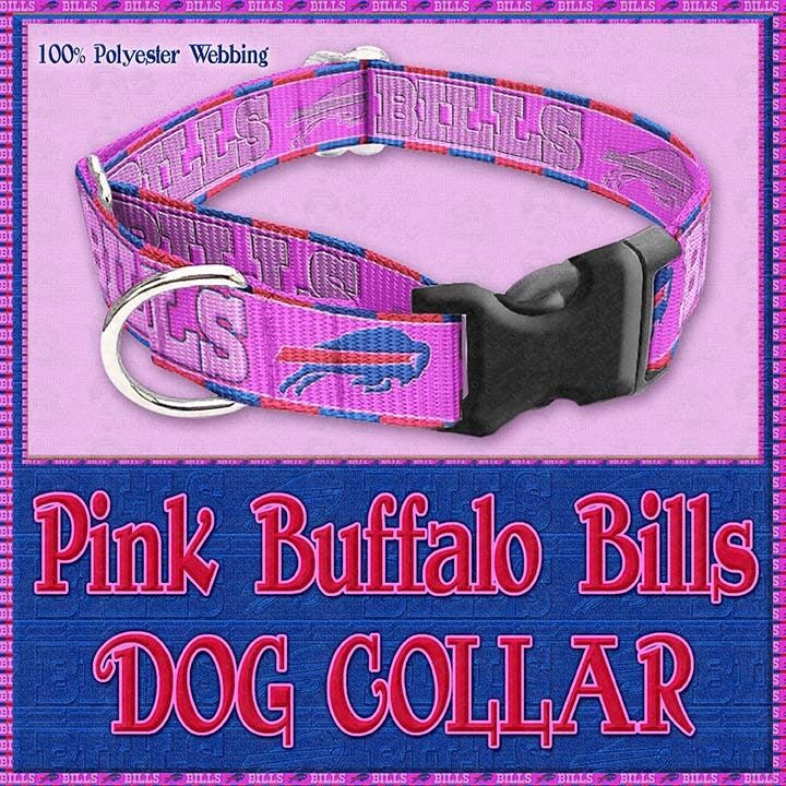 Buffalo Bills PINK Polyester Webbing Designer Novelty Dog Collar - product image