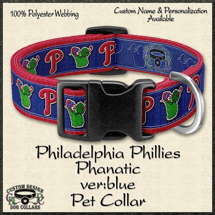 Philadelphia Phanatic Phillies Hot Pink or Blue Baseball MLB Novelty Dog Collar - product image